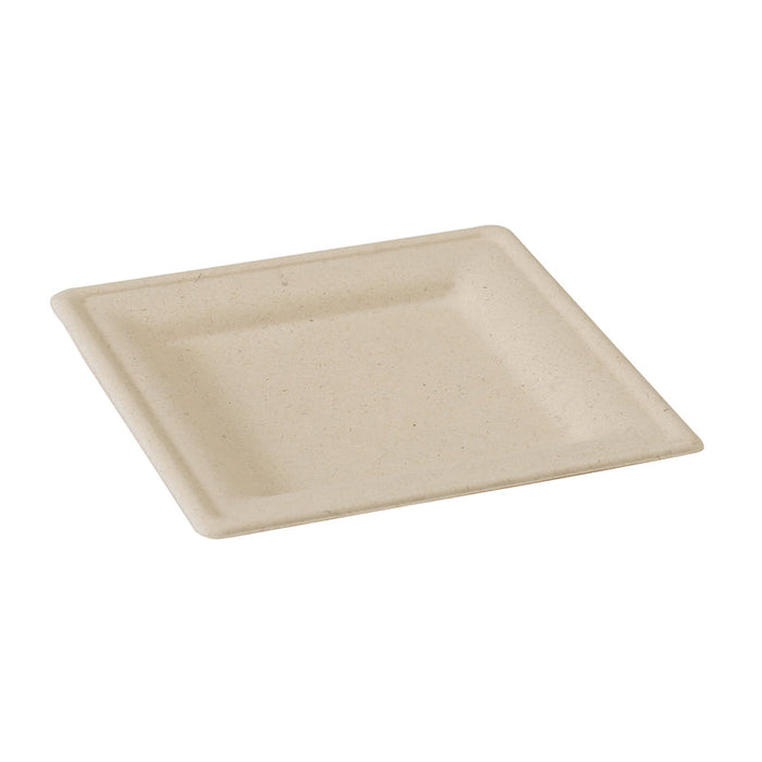 Plato cuadrado marrón de pulpa 200x200mm - 25Uds