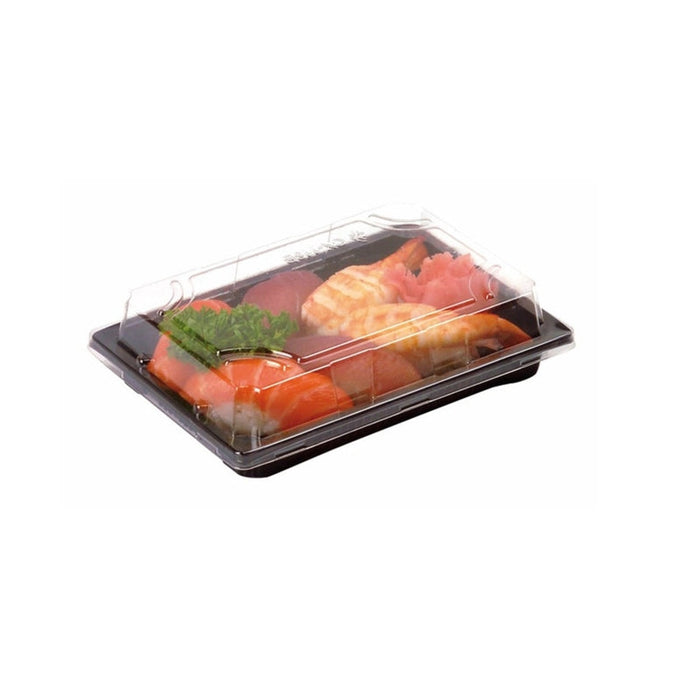 Coffret à sushi plastique noir avec couvercle charnière 200x145mm H76mm-200Pcs