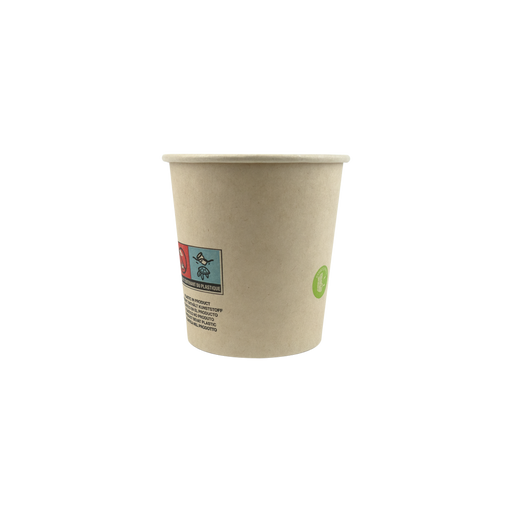 Vaso de cartón de fibra de bambú blanco con laminación PE 120ml A62mm - 50Uds