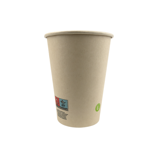 Vaso de cartón de fibra de bambú blanco con laminación PE 350ml A110mm - 50Uds