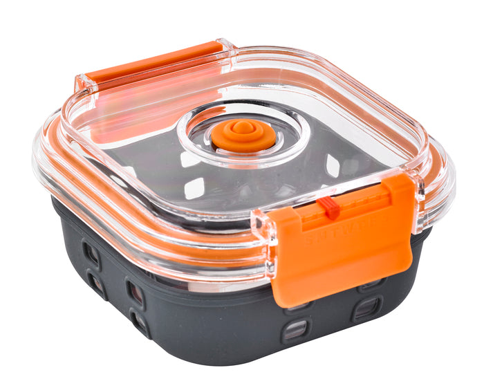 Boite carre en verre+couv transp.+protection silicone  132x132mm H53mm 510ml-24Pcs