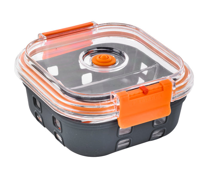 Bol carre borosilicate compartimentée+couv acrylique transp+protection silicone 152x152mm H60mm 770ml-24Pcs