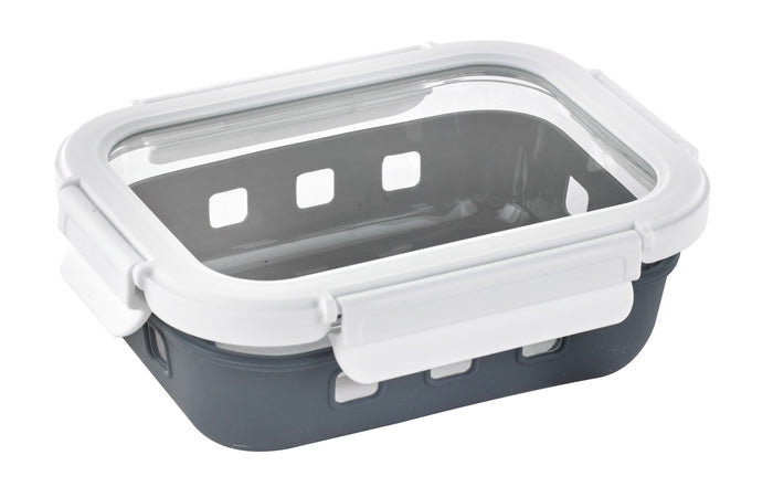 Combo boite rectangulaire en verre+couv transparent+protection silicone 145x105mm H47mm 370ml-24Pcs