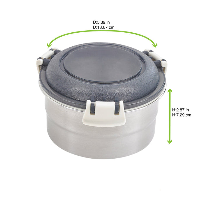 Boite ronde NoxBox en inox avec couvercle en plastique PP noir et fermeture hermétique  H73mm 600ml - 12Pcs