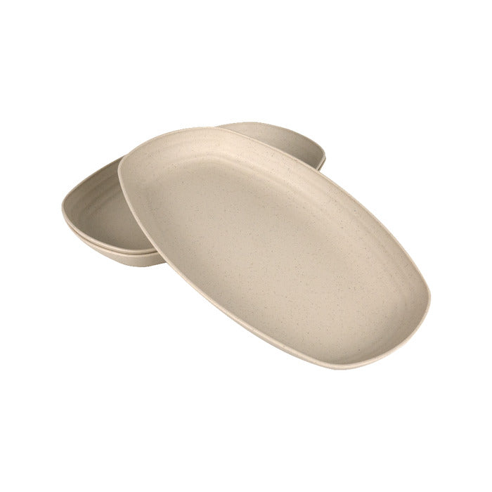 Huskly assiette ovale réemployable composite beige 290x180mm H32mm-48Pcs