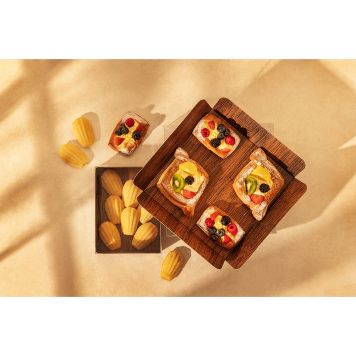 Rectangle rainé carton, décor bois 2 faces + couv. Pet  152,4x203,2mm H50,8mm-100Pcs