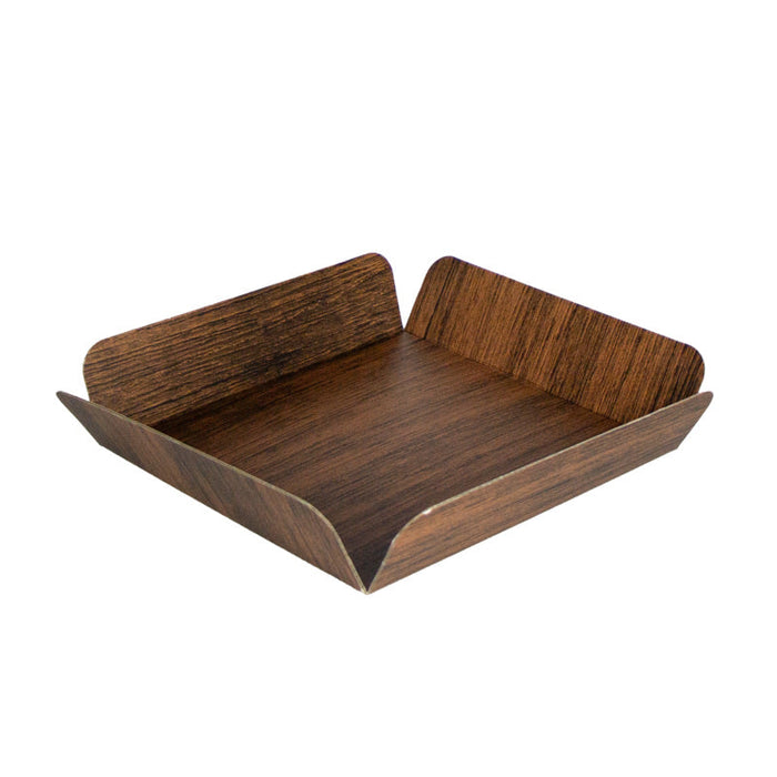 Carré rainé carton décor bois double face+Couv. PET  254x254mm H63,5mm-100Pcs