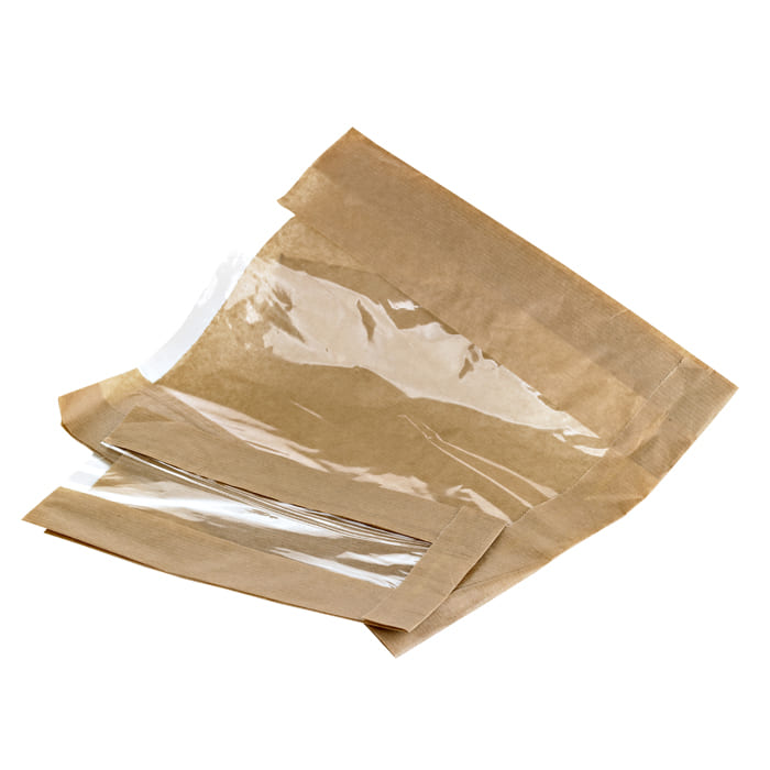 Sac papier kraft brun à fenêtre microperforée 140x70mm H440mm-1000Pcs