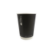 Vaso de cartón negro de doble pared sin plástico, Base agua 350ml A110mm - 25Uds