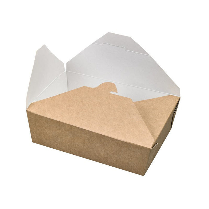 Caja de comida en cartón kraft laminado antigrasa 1500ml 215x160mm A48mm - 50Uds