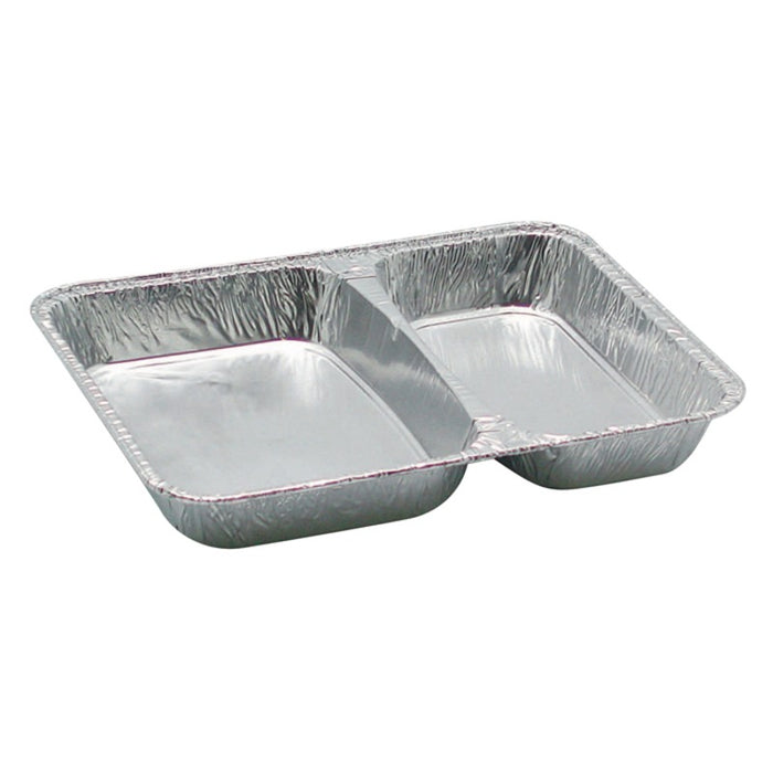 Barquette aluminium rectangulaire 2-compartiments 227x177mm H30mm-1000Pcs