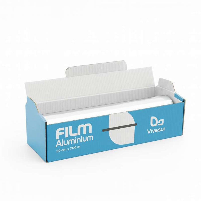 Film aluminium 10 microns en rouleau avec boîte distributrice 290mm x 200m - 6Pcs