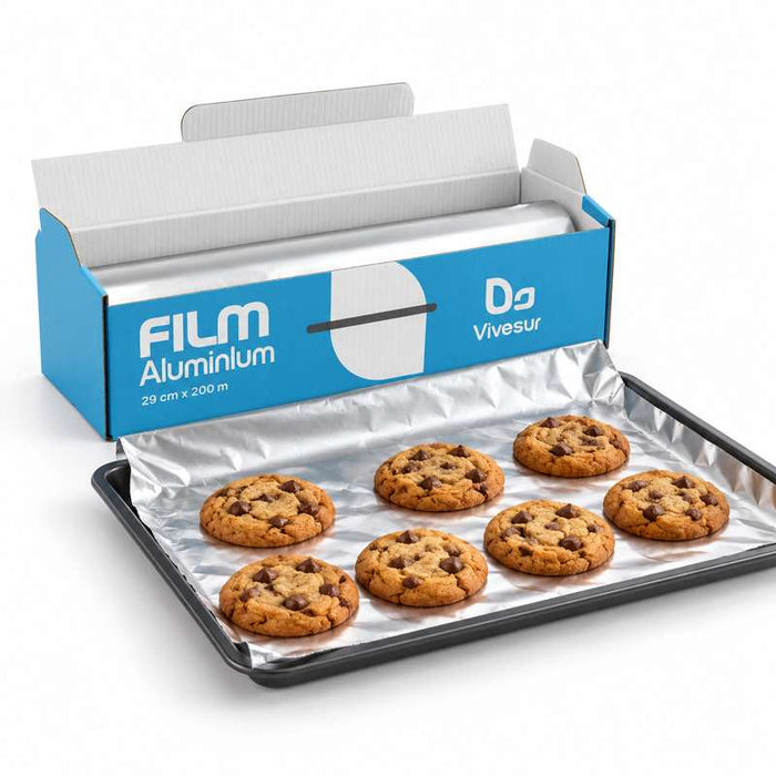 Film aluminium 10 microns en rouleau avec boîte distributrice 290mm x 200m - 6Pcs