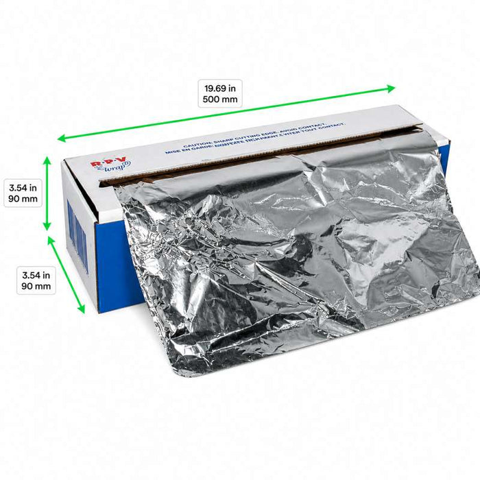 Film aluminium 10 microns en rouleau avec boîte distributrice 450mm x 200m - 1Pcs