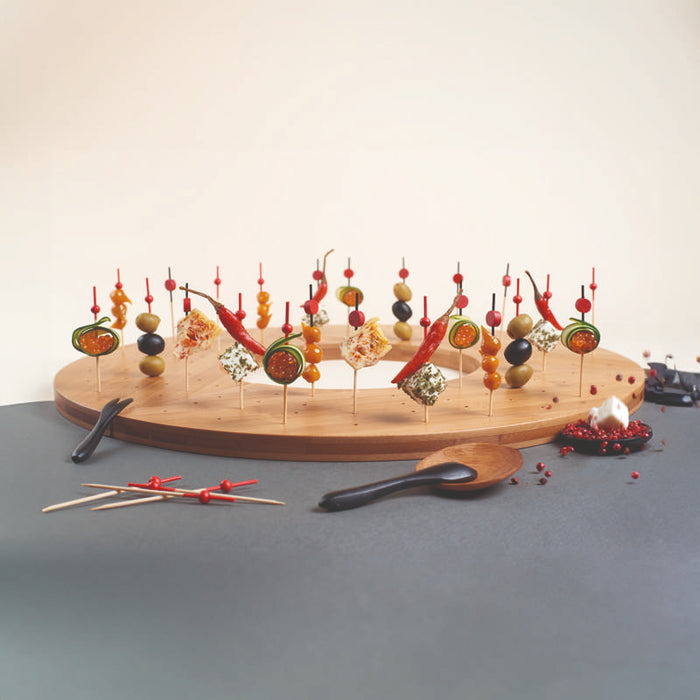 Pique bambou Atami avec décor noir et boule rouge  H90mm - 2000Pcs