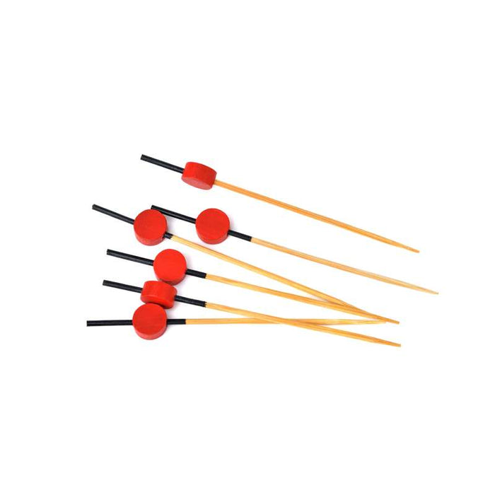 Pique bambou Atami avec décor noir et boule rouge  H90mm - 2000Pcs