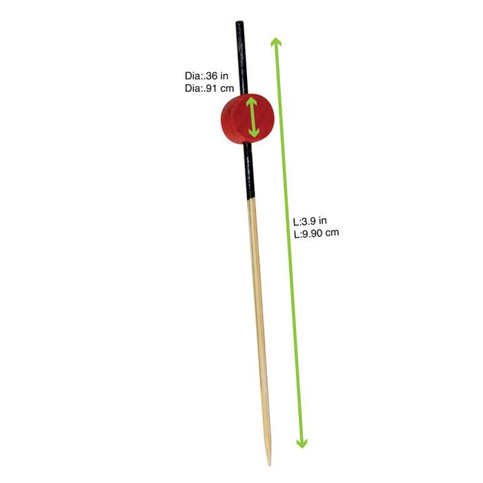 Pique bambou Atami avec décor noir et boule rouge  H90mm - 2000Pcs