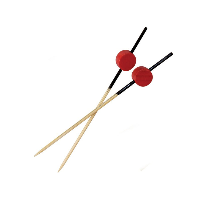 Pique bambou Atami avec décor noir et boule rouge  H90mm - 2000Pcs