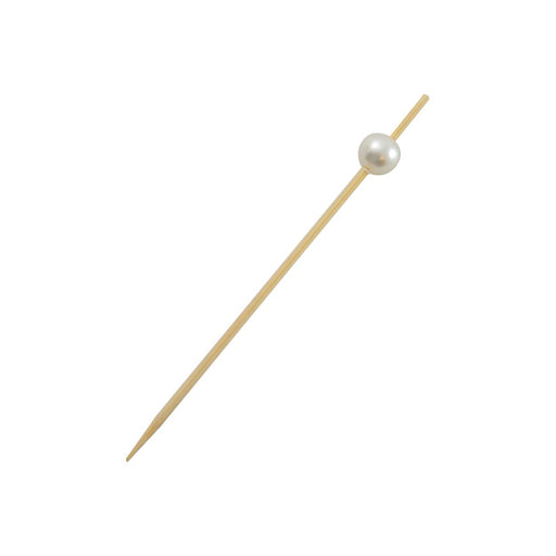 Pique bambou Bijou avec une extrémité perle blanche  H90mm - 2000Pcs