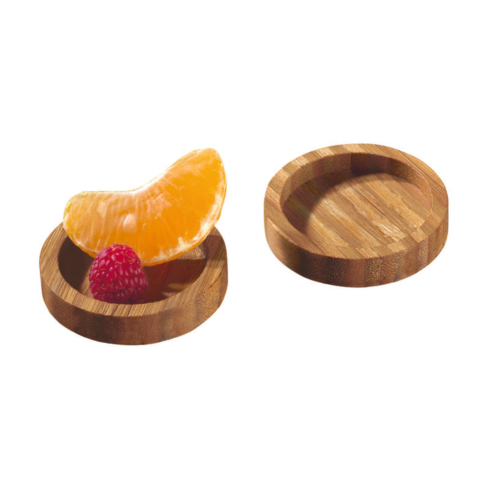 Assiette ronde bicolore en bambou "Cheng"   H11mm-144Pcs