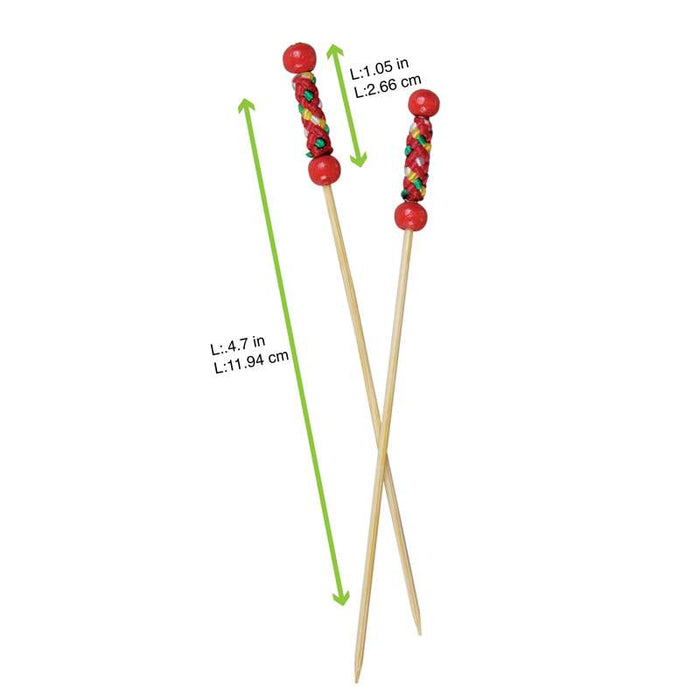 Pique bambou Fuji avec une extrémité décor rouge  H112mm - 2000Pcs