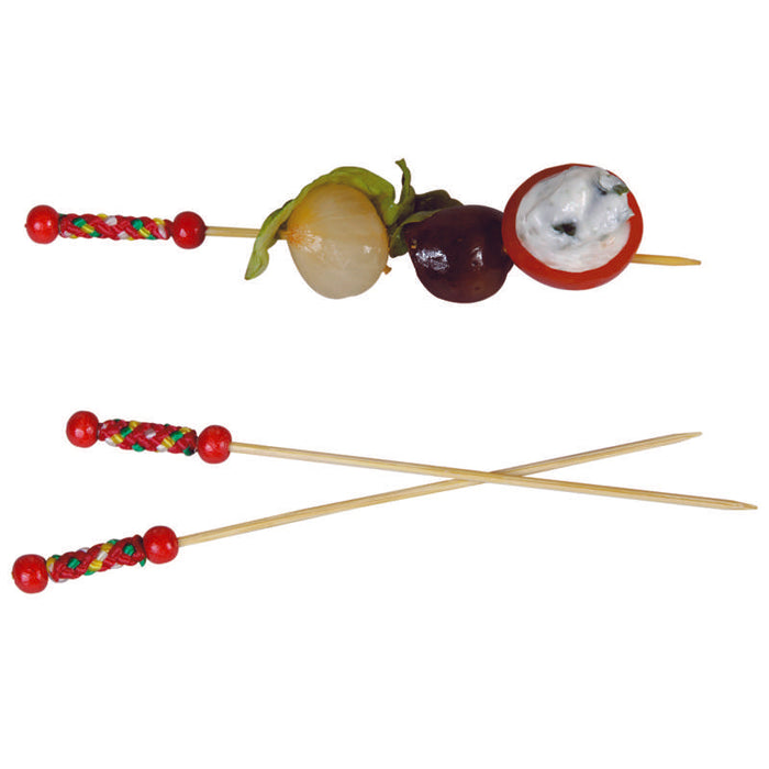 Pique bambou Fuji avec une extrémité décor rouge  H112mm - 2000Pcs