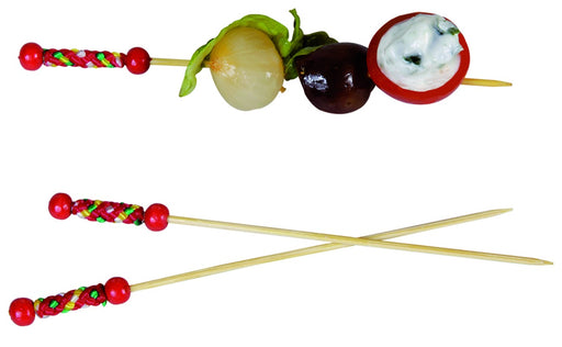Pique bambou Fuji avec une extrémité décor rouge  H112mm - 2000Pcs