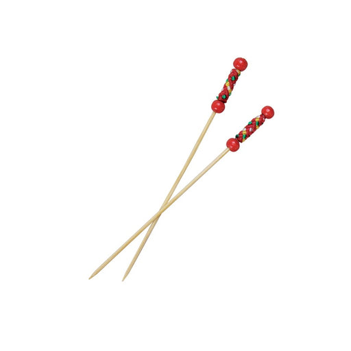 Pique bambou Fuji avec une extrémité décor rouge  H112mm - 2000Pcs