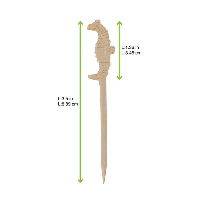 Pique bambou Tokai avec une extrémité décor hippocampe  H90mm - 2000Pcs