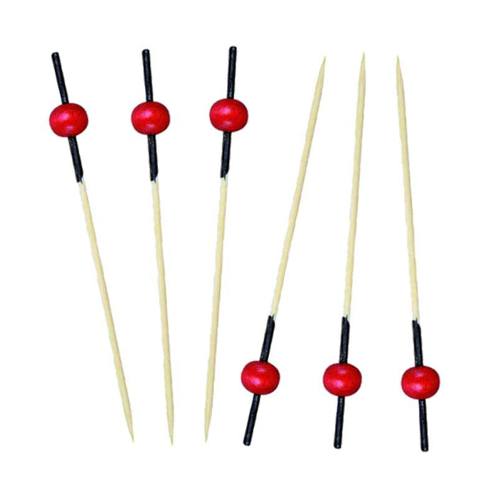 Pique bambou Kita avec décor noir et boule rouge  H70mm - 2000Pcs