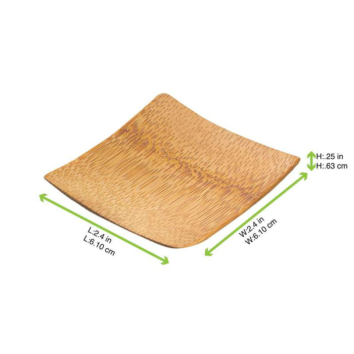 Mini assiette en bambou carrée lisse "Krabi" 60x60mm - 144Pcs