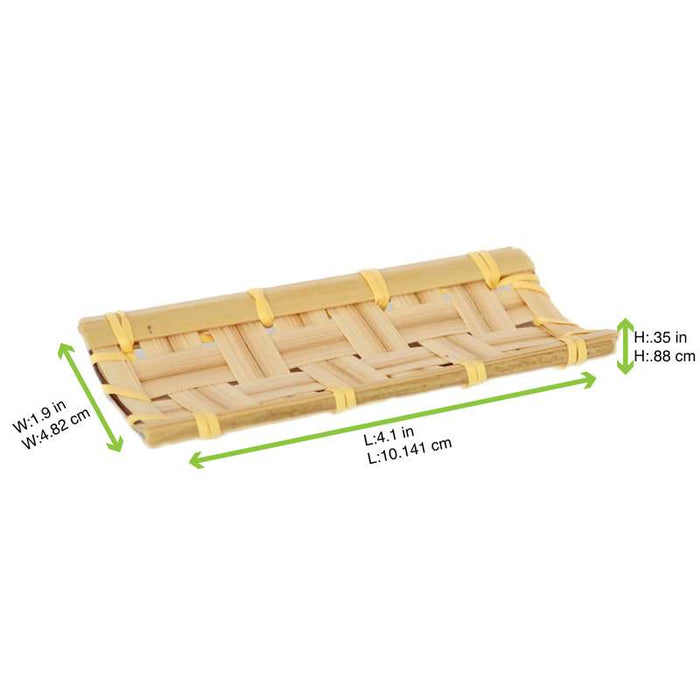 Support rectangulaire "Kobe" en bambou tressé 105x50mm - 200Pcs