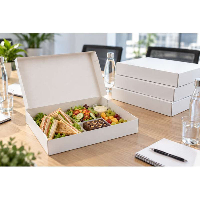Plateau repas lunch en carton blanc 420x290mm H60mm - 25Pcs