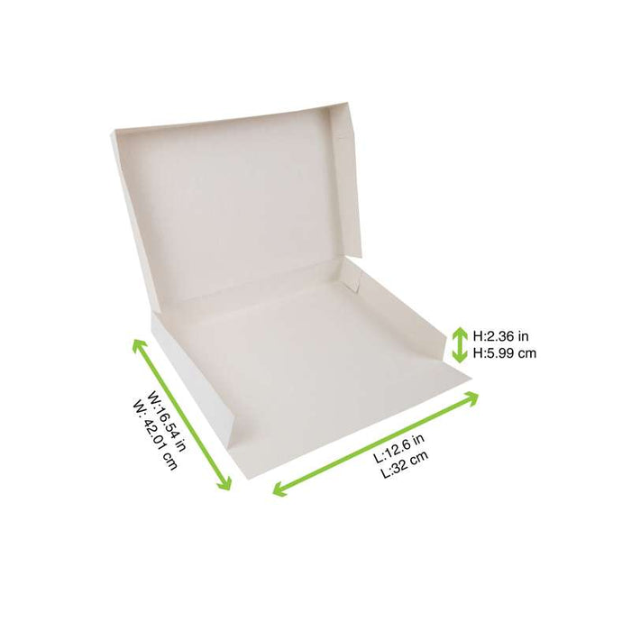 Boîte plateau déjeuner en carton blanc 420x320mm H60mm - 25Pcs