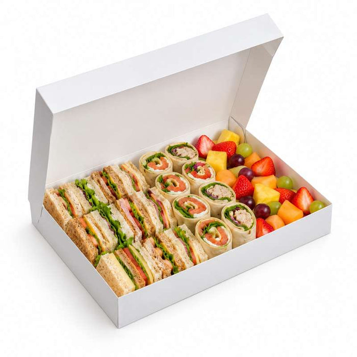 Boîte plateau déjeuner en carton blanc 420x320mm H60mm - 25Pcs