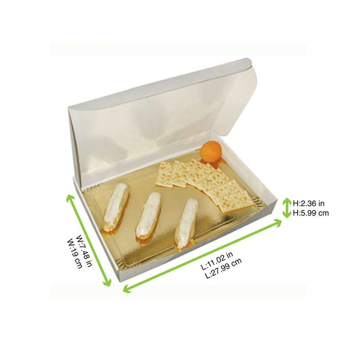 Boite traiteur lunch carton microcannelé blanc  280x190mm H60mm-25Pcs