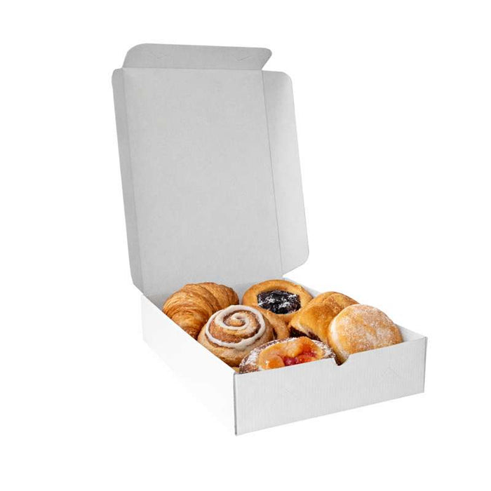 Boite traiteur lunch carton microcannelé blanc  280x190mm H60mm-25Pcs