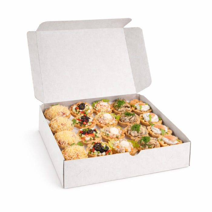 Boite traiteur lunch carton microcannelé blanc  280x190mm H60mm-25Pcs