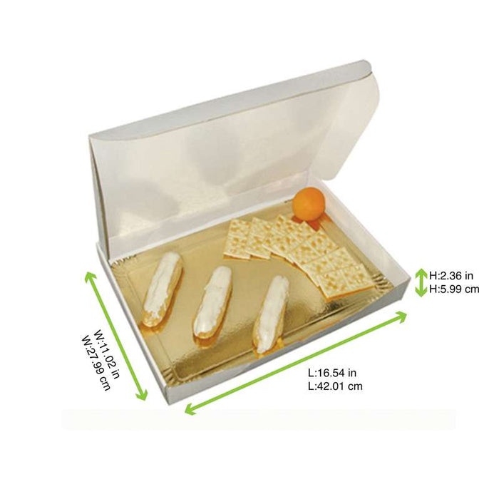 Boîte traiteur lunch blanche en carton microcannelé 420x280mm H60mm - 25Pcs