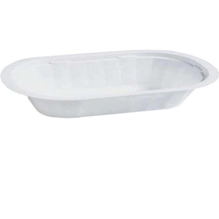 Barquette oblongue basse en polypropylène blanc, scellable 159x102mm H25mm 220ml - 2100Pcs