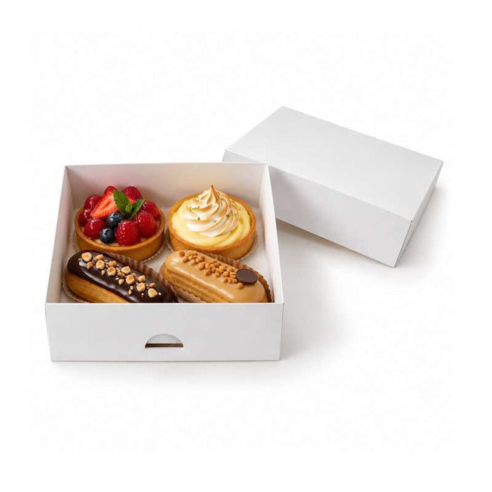 Boîte à pâtisserie carrée en carton blanc 143x143mm H60mm - 50Pcs