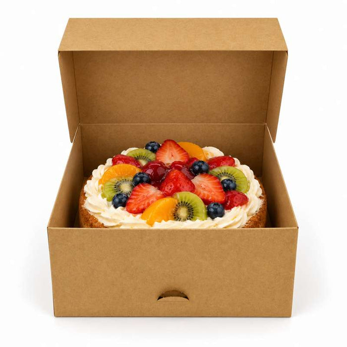 Boite pâtissière carton kraft brun  180x180mm H80mm - 50Pcs