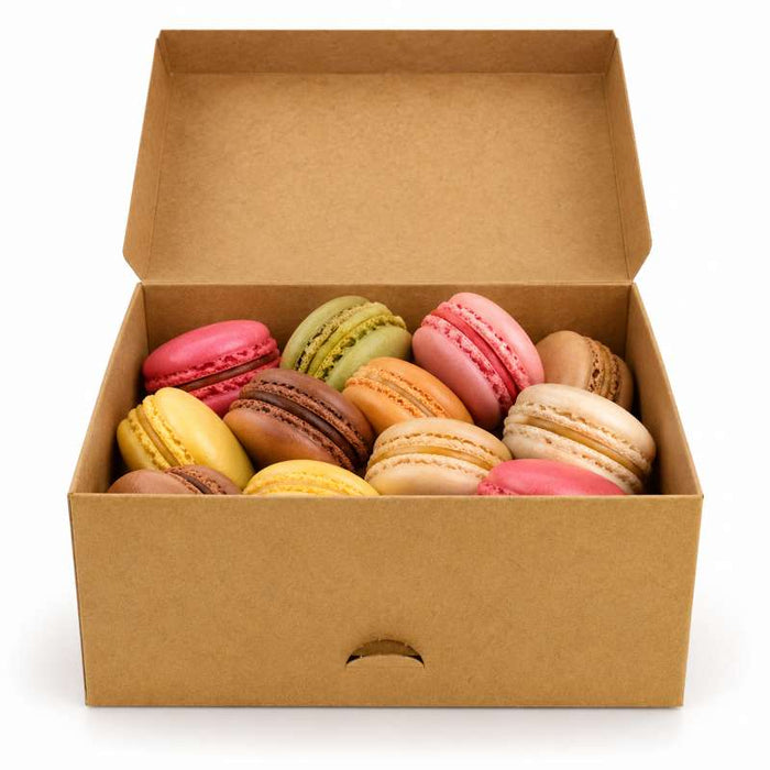 Boîte à gâteaux carrée en kraft brun avec couvercle 180x180mm H80mm - 50Pcs