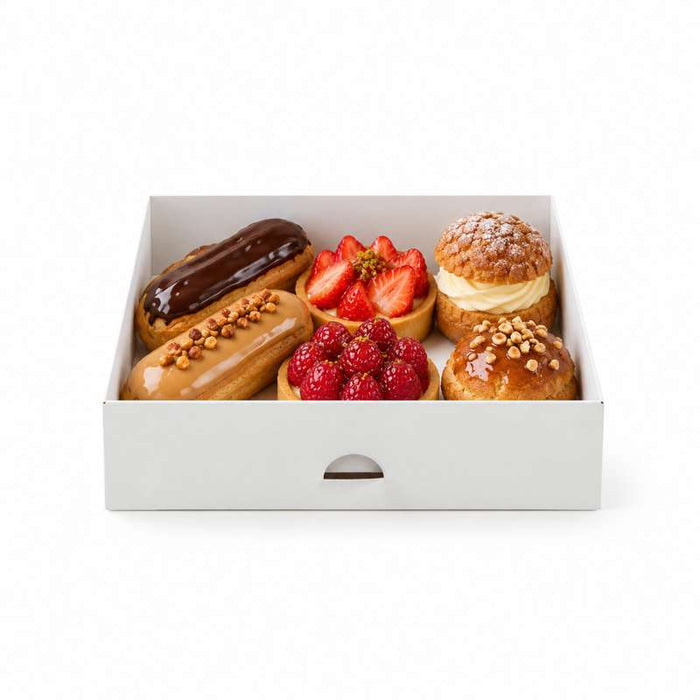 Boîte pâtissière carton blanche 200x200mm H50mm - 50Pcs