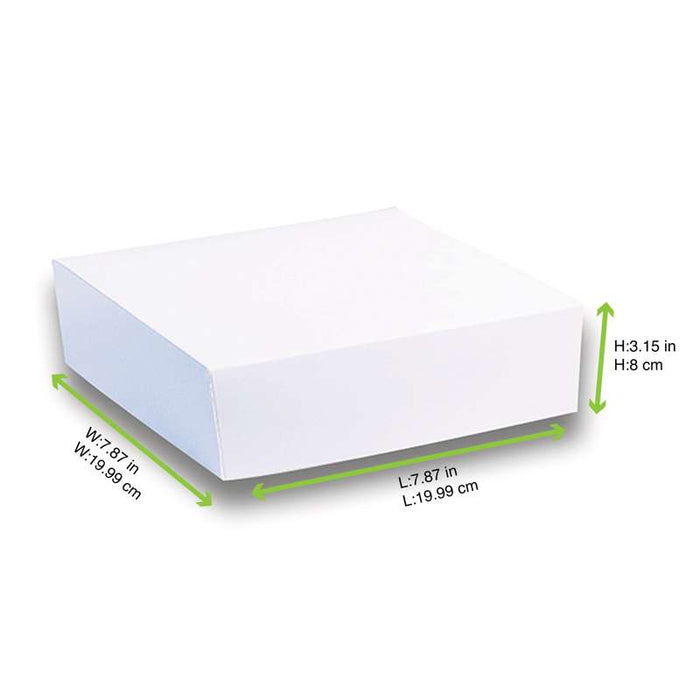 Boîte à pâtisserie carrée en carton blanc 200x200mm H80mm - 50Pcs