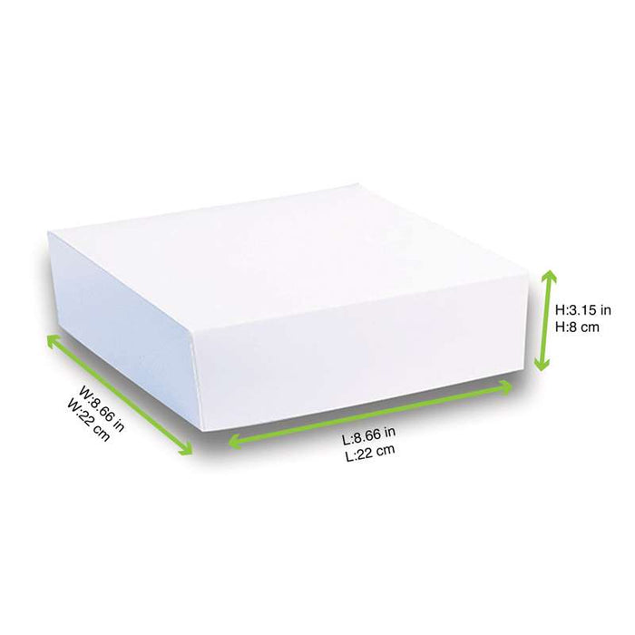 Boîte pâtissière carton blanche 220x220mm H80mm - 50Pcs
