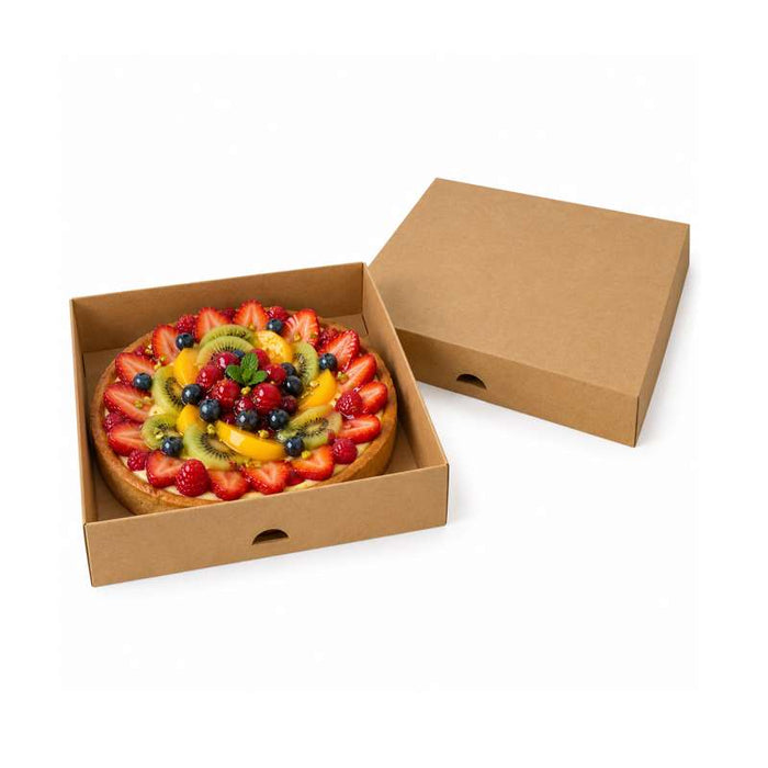 Boite pâtissière carton kraft brun  230x230mm H50mm - 50Pcs