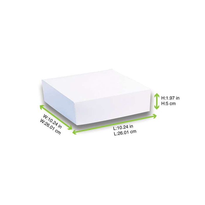 Boite pâtissière carton blanche  260x260mm H50mm - 50Pcs