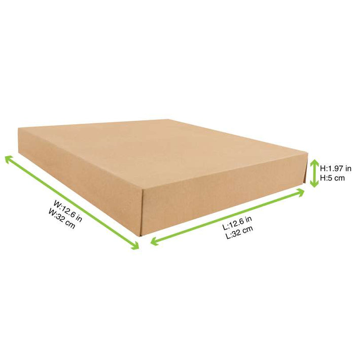 Boîte à pâtisserie carrée en carton kraft brun 320x320mm H50mm - 50Pcs