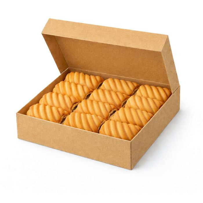 Boîte à pâtisserie carrée en carton kraft brun 320x320mm H50mm - 50Pcs